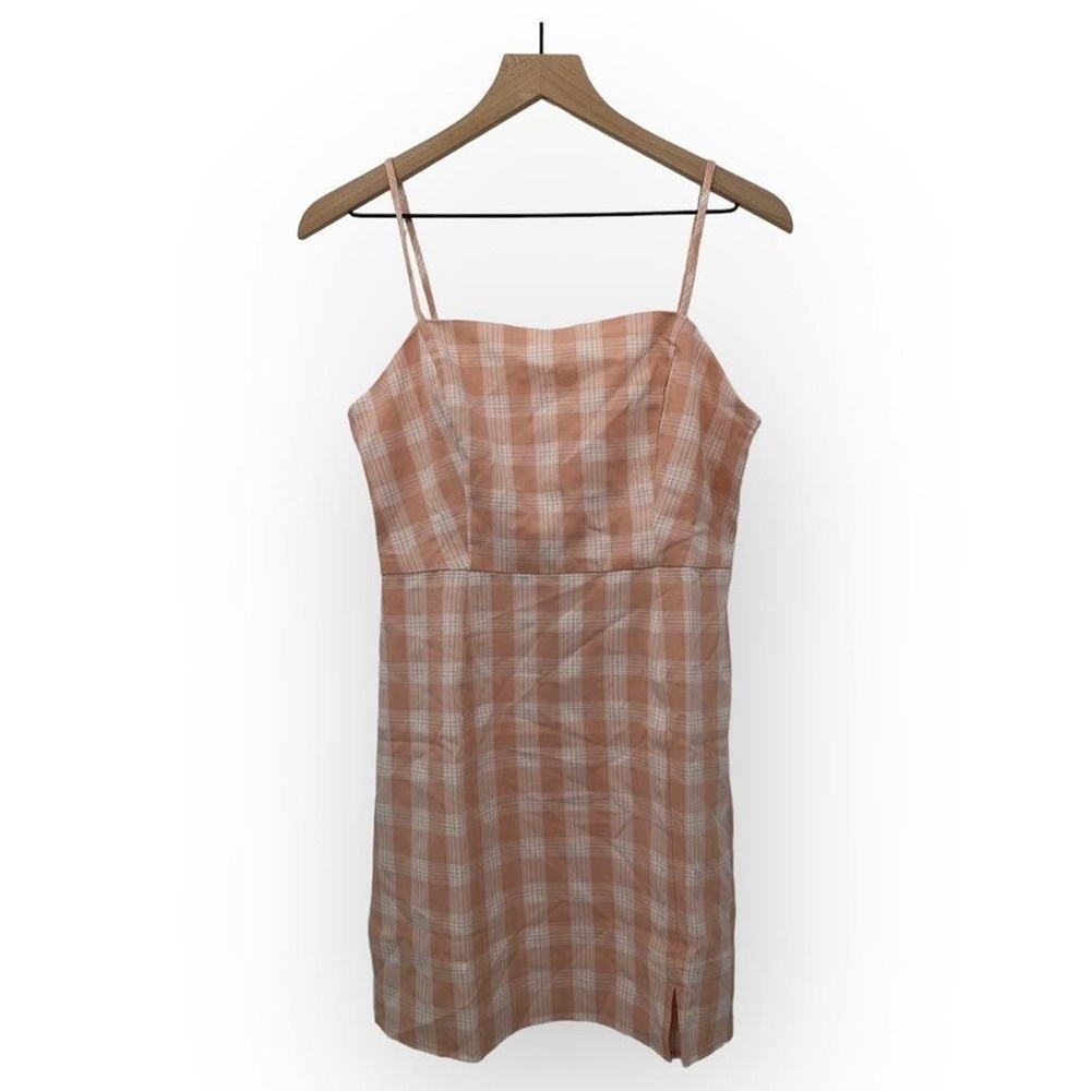 BP Square Neck Sleeveless Gingham Mini Dress - Medium